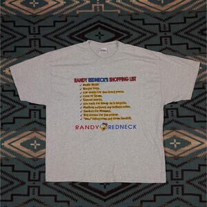 Vintage Randy Redneck Shopping List Shirt USA XL Country Humor Joke Parody